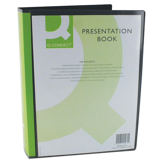 Q-Connect Presentation Display Book 100 Pocket A4 Black-CentralDepot247