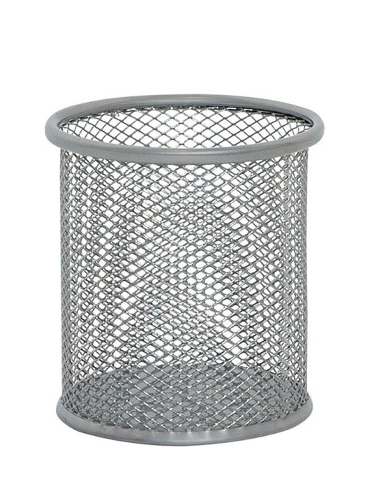 Stylish Silver Mesh Pen Pot for Desktop Organization-CentralDepot247
