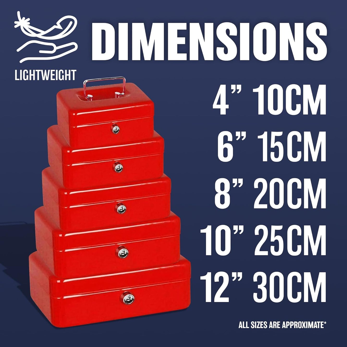 10" Red Steel Safe Security Cash Box with Key Lock