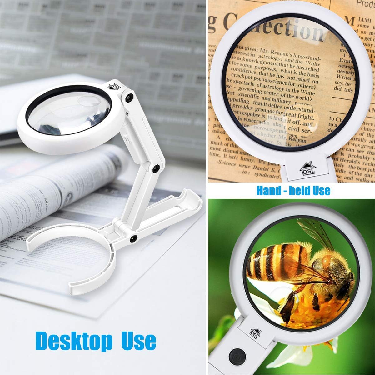 Portable Illuminated Magnifying Glass 5X 11X with LED Light-CentralDepot247