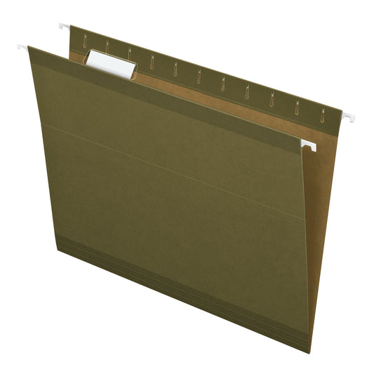 Pendaflex Reinforced Hanging Folders, Letter Size, Standard Green, 1/5 Cut
