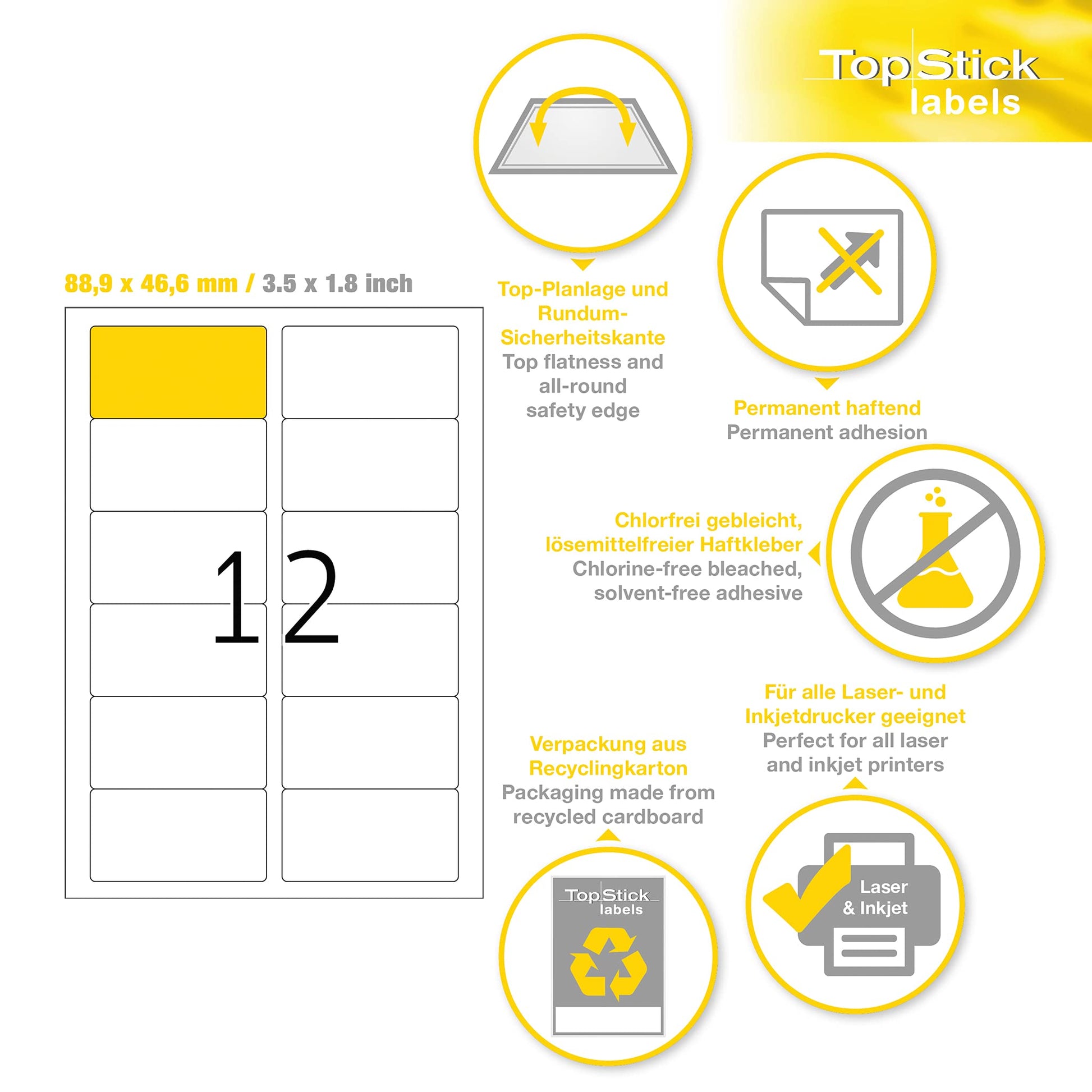 TopStick Self Adhesive Address Labels - 2100 Blank Labels