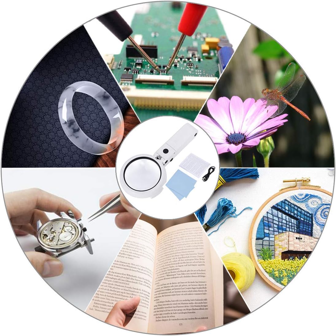 Portable Illuminated Magnifying Glass 5X 11X with LED Light-CentralDepot247