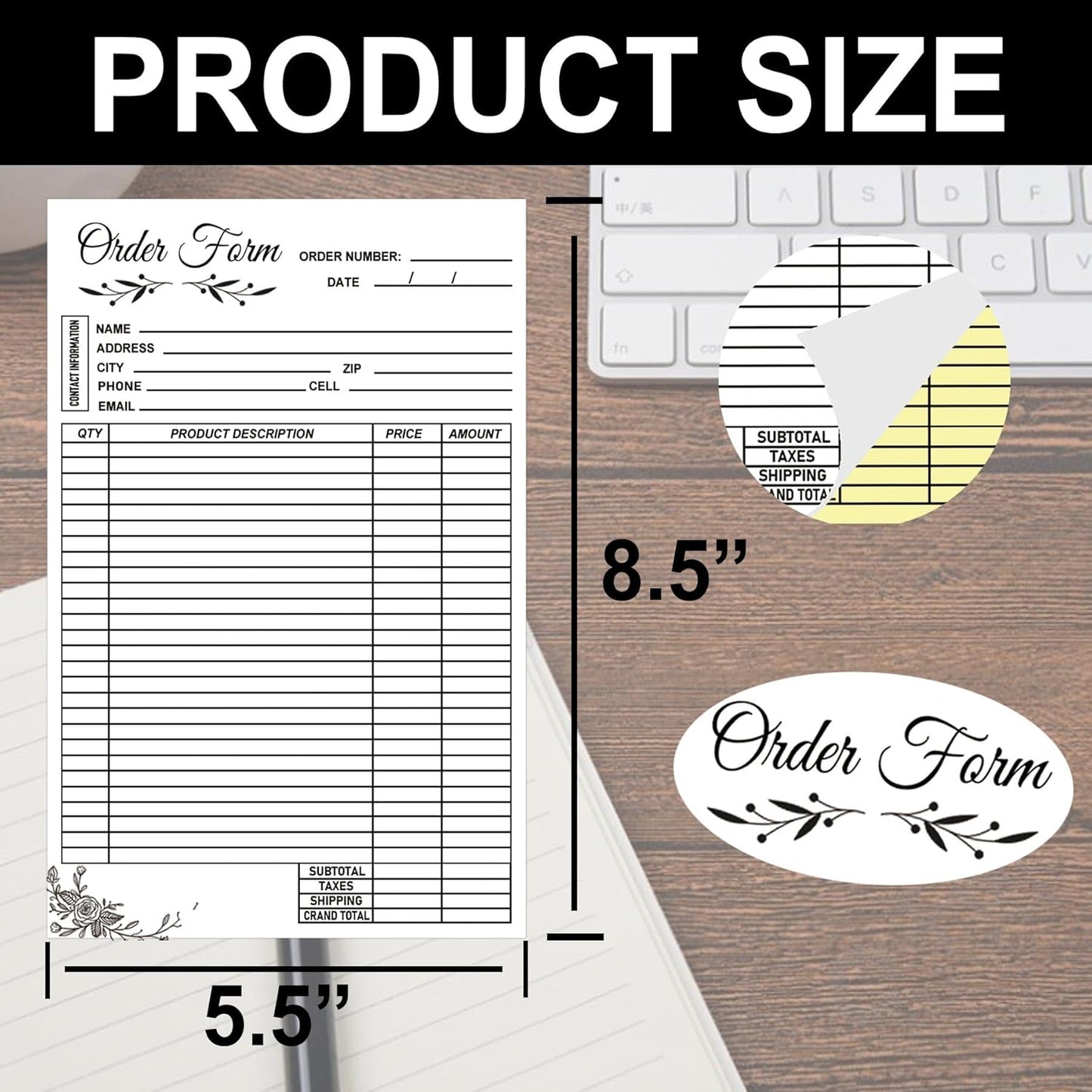 Pop Resin 2-Part Carbonless Sales Invoice Order Form Book - 50 Sets