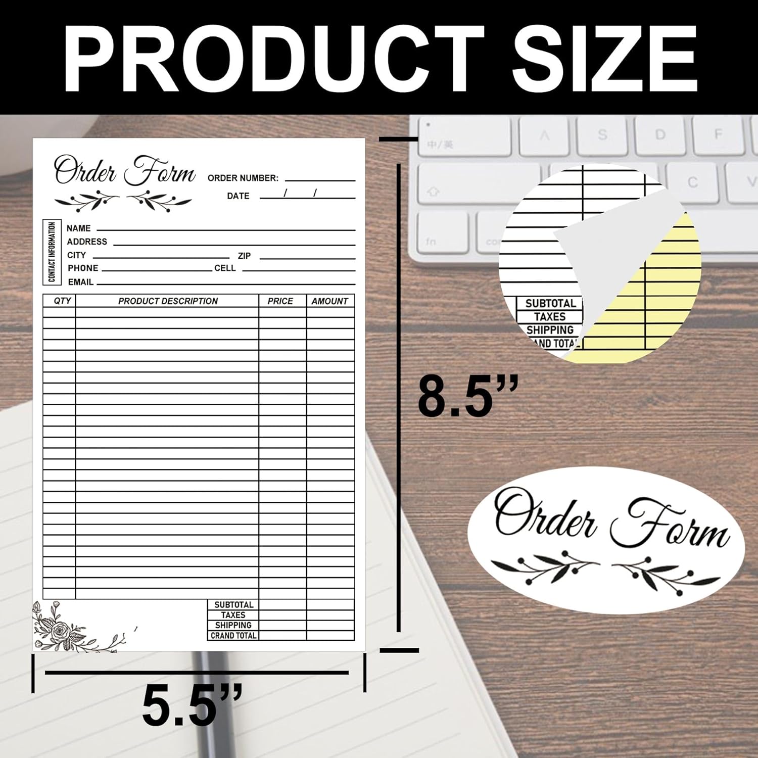 Pop Resin 2-Part Carbonless Sales Invoice Order Form Book - 50 Sets