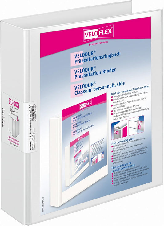 Veloflex VELODUR A4 Ring Binder - White Polypropylene