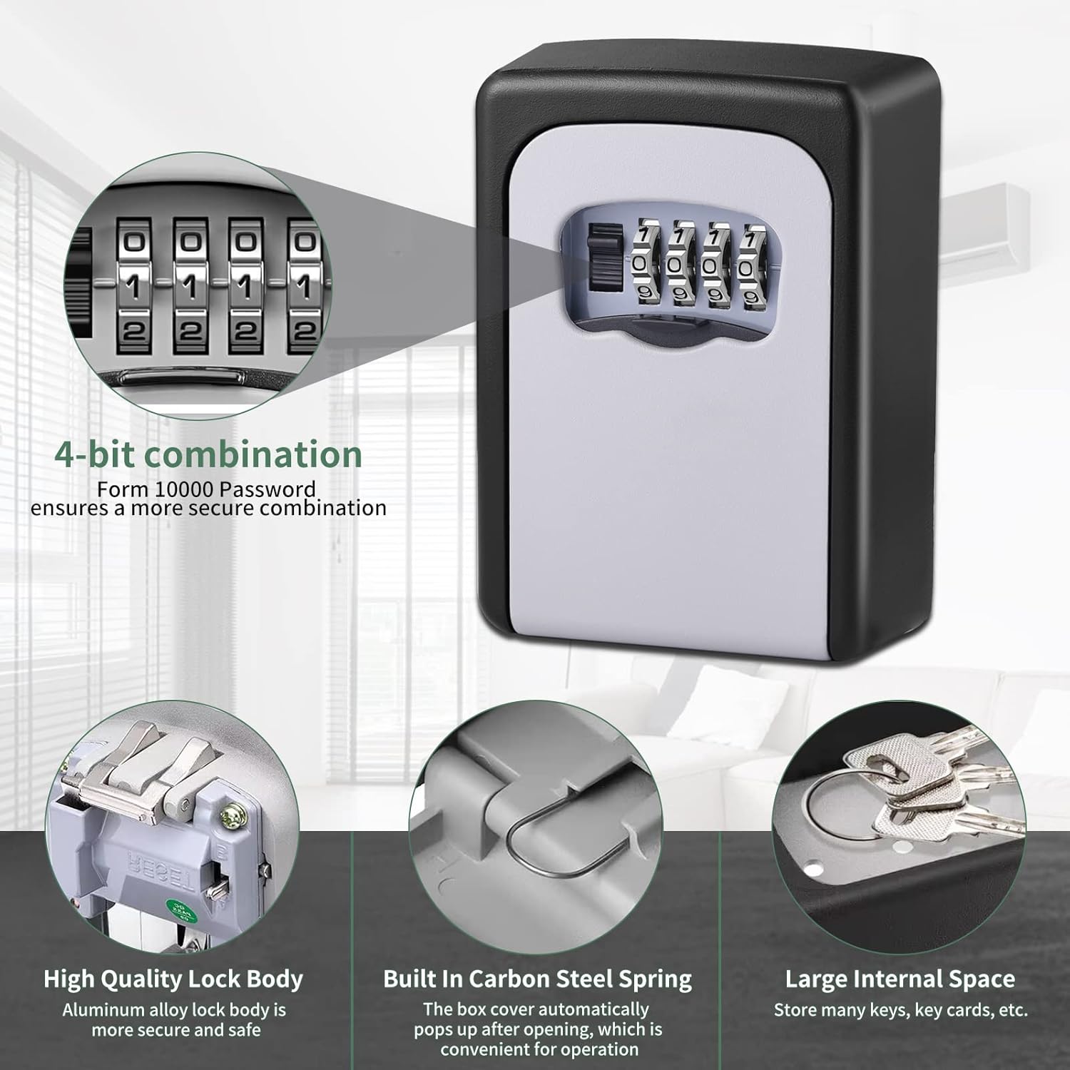 Wall Mounted Key Box - Waterproof Security Cabinet with Combination Lock