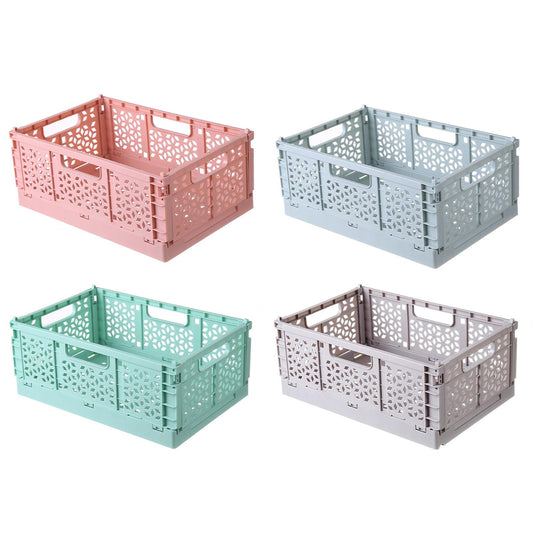 Stackable Storage Baskets - Pack of 6 Pastel Folding Crates-CentralDepot247