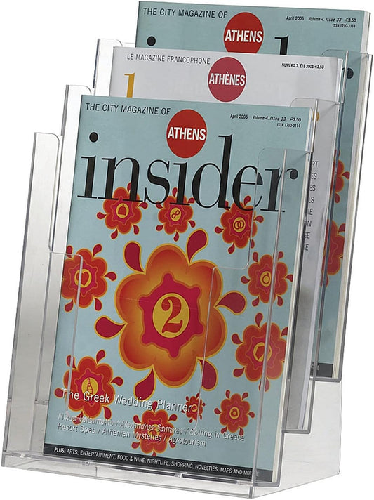 Three Pocket A4 Literature Holder - Clear Plastic Display Rack-CentralDepot247