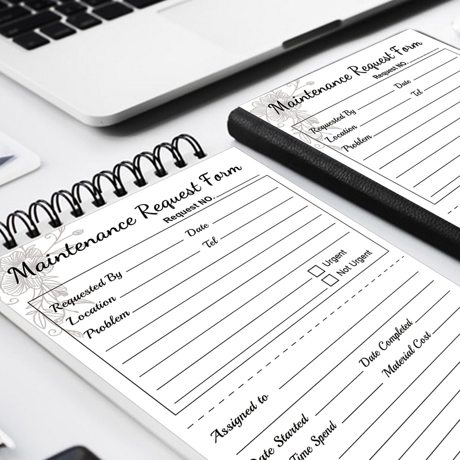 100 Pcs 2 Part Carbonless Maintenance Request Form Book - 5.5 x 8.26 in