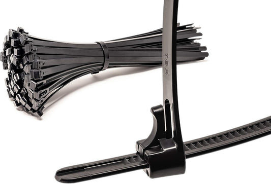100 Pack Releasable Black Cable Ties - 300mm x 7.6mm (12 inch)-CentralDepot247