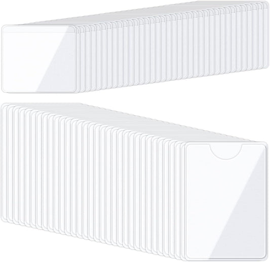 100 Pack Self-Adhesive Plastic Card Sleeves - 2 Sizes for Organizing