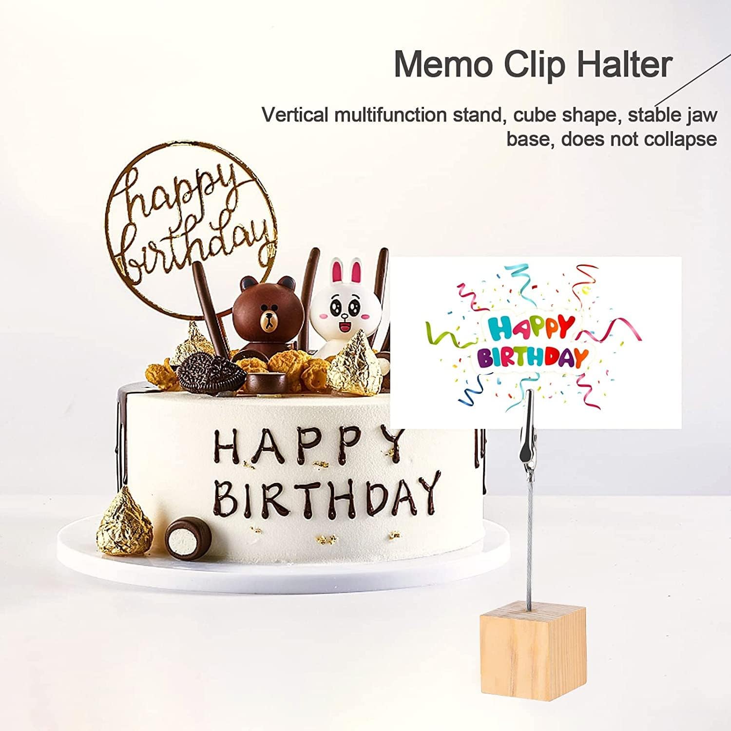 10 Pack Wooden Base Photo Clip Holders for Cards & Memo-CentralDepot247