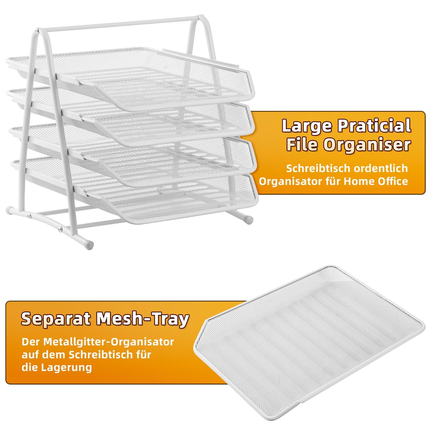 Stackable Desk Organizer and Letter Tray Organizer - 4-Tier Black-CentralDepot247