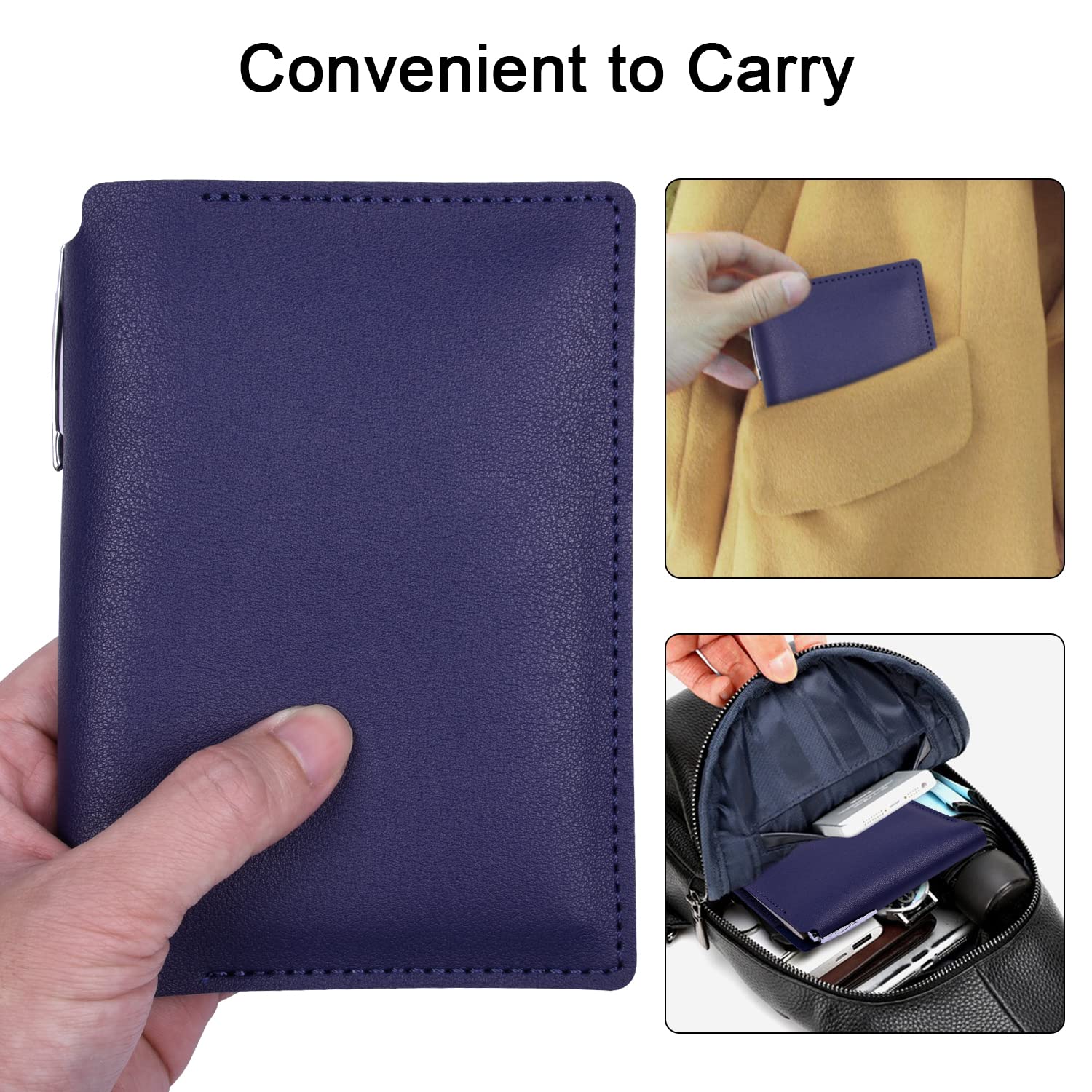 PU Leather Journal Cover 2 Pack for 3.5" x 5.5" Notebooks - Blue-CentralDepot247