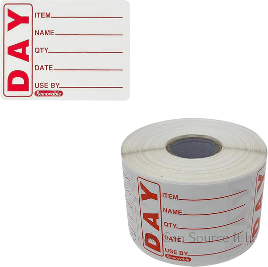 Red Removable 'Use By' Food Labels - 50x65mm - 1 Roll (500 Labels)