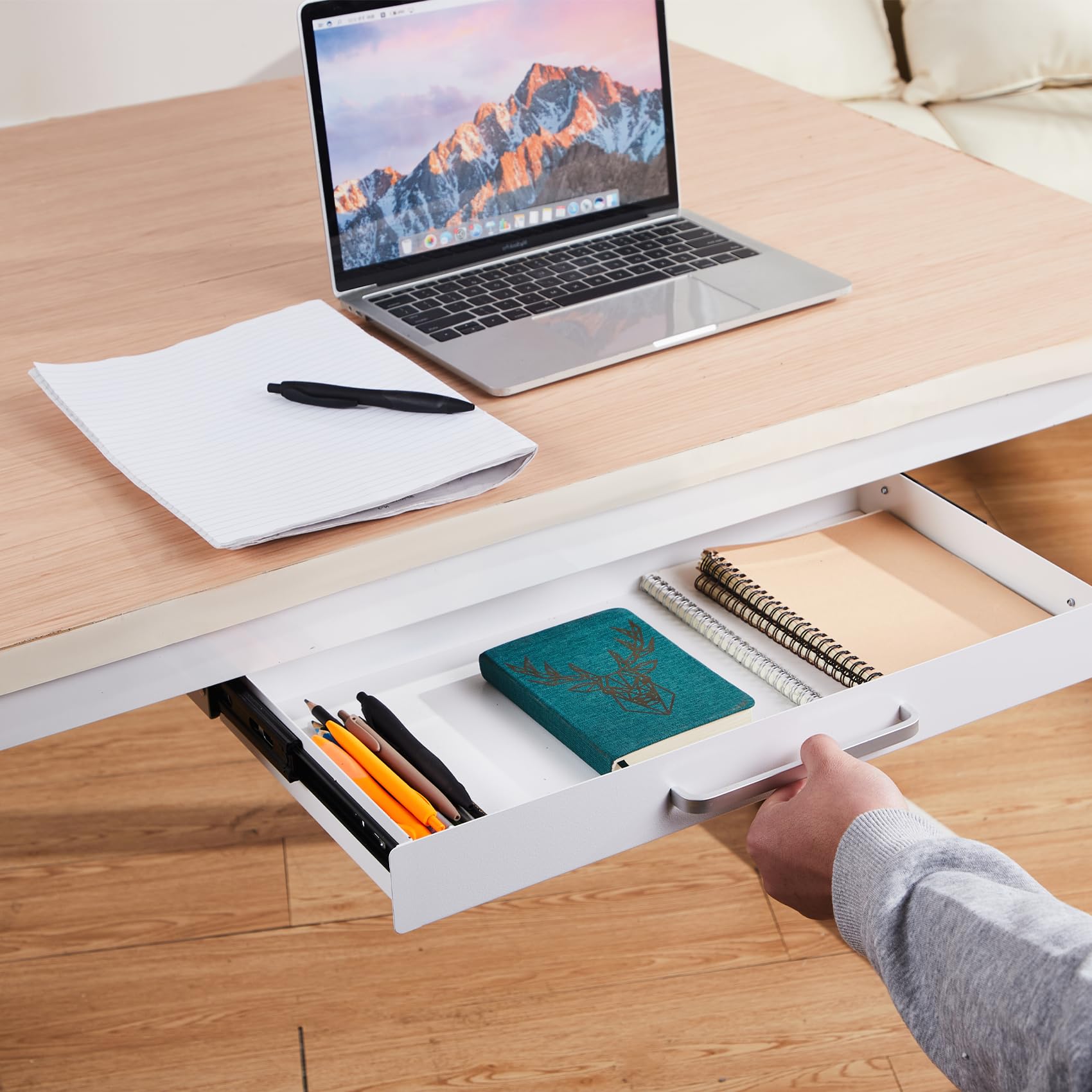 Under Desk Drawer Organizer with 4 Plastic Dividers - 54cm-CentralDepot247