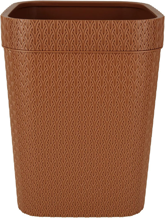 Rattan Patterned Trash Can - Lightweight Waste Bin for Home & Office-CentralDepot247