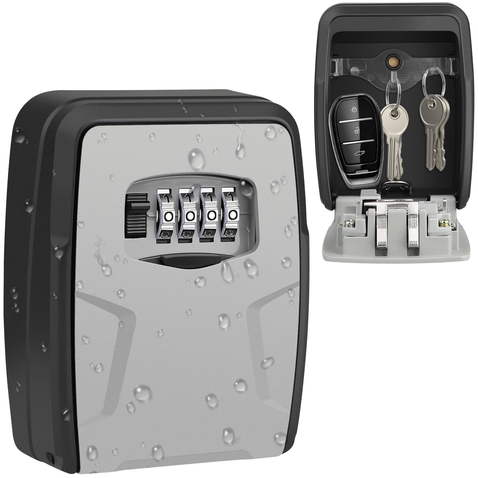 Extra Large Wall Mounted Key Lock Box for 10 Keys and Cards