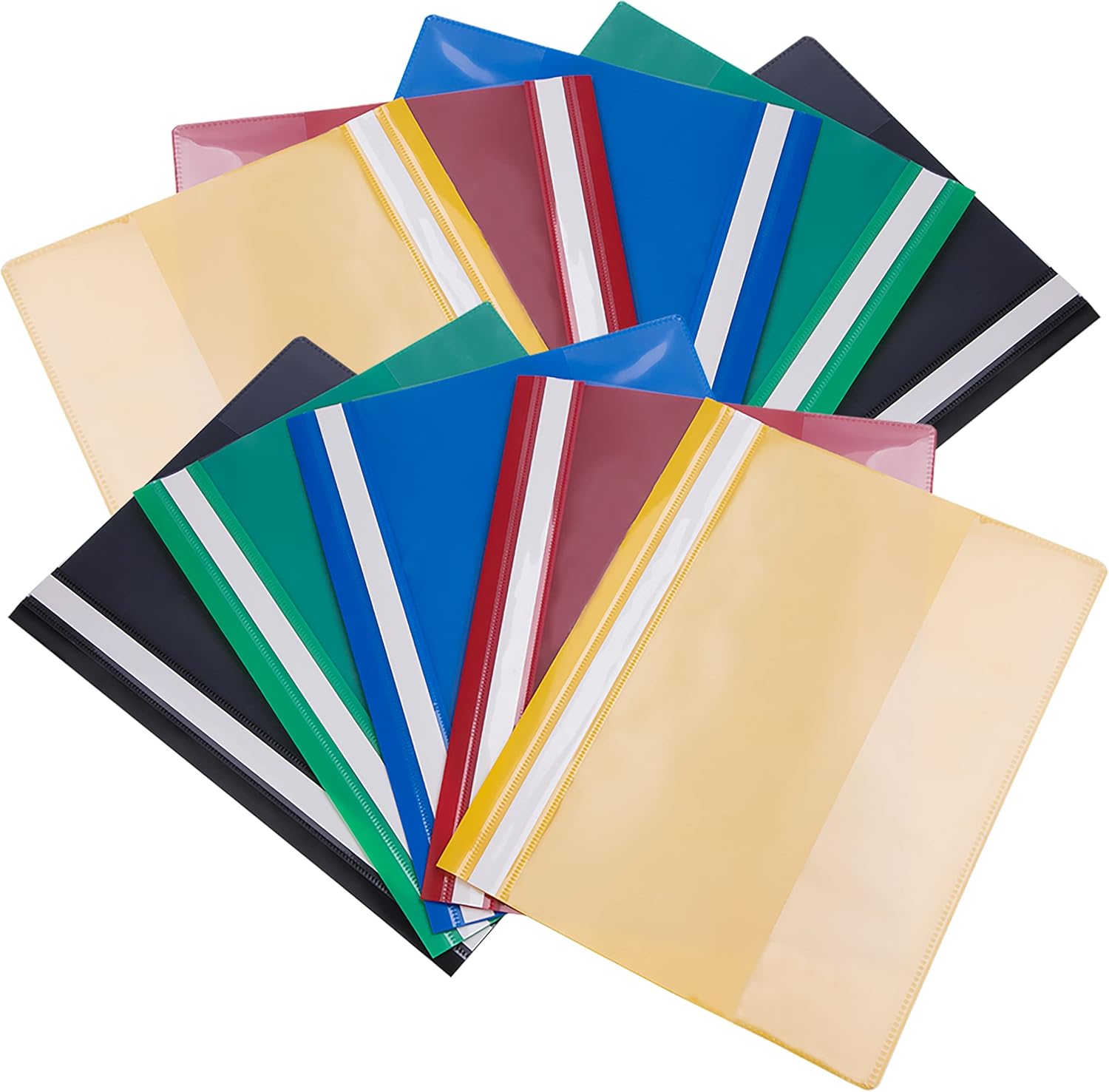 10 Pcs A4 Project Folder Plastic Wallets - Assorted Colors