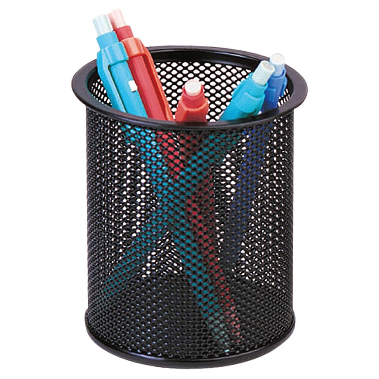 Q-Connect Black Metal Pen Cup - Stylish Office Accessory-CentralDepot247