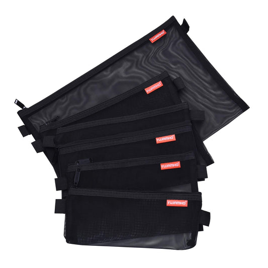 Pendancy Assorted Size Mesh Zip Wallet - 5 Pcs Nylon Travel Pouch