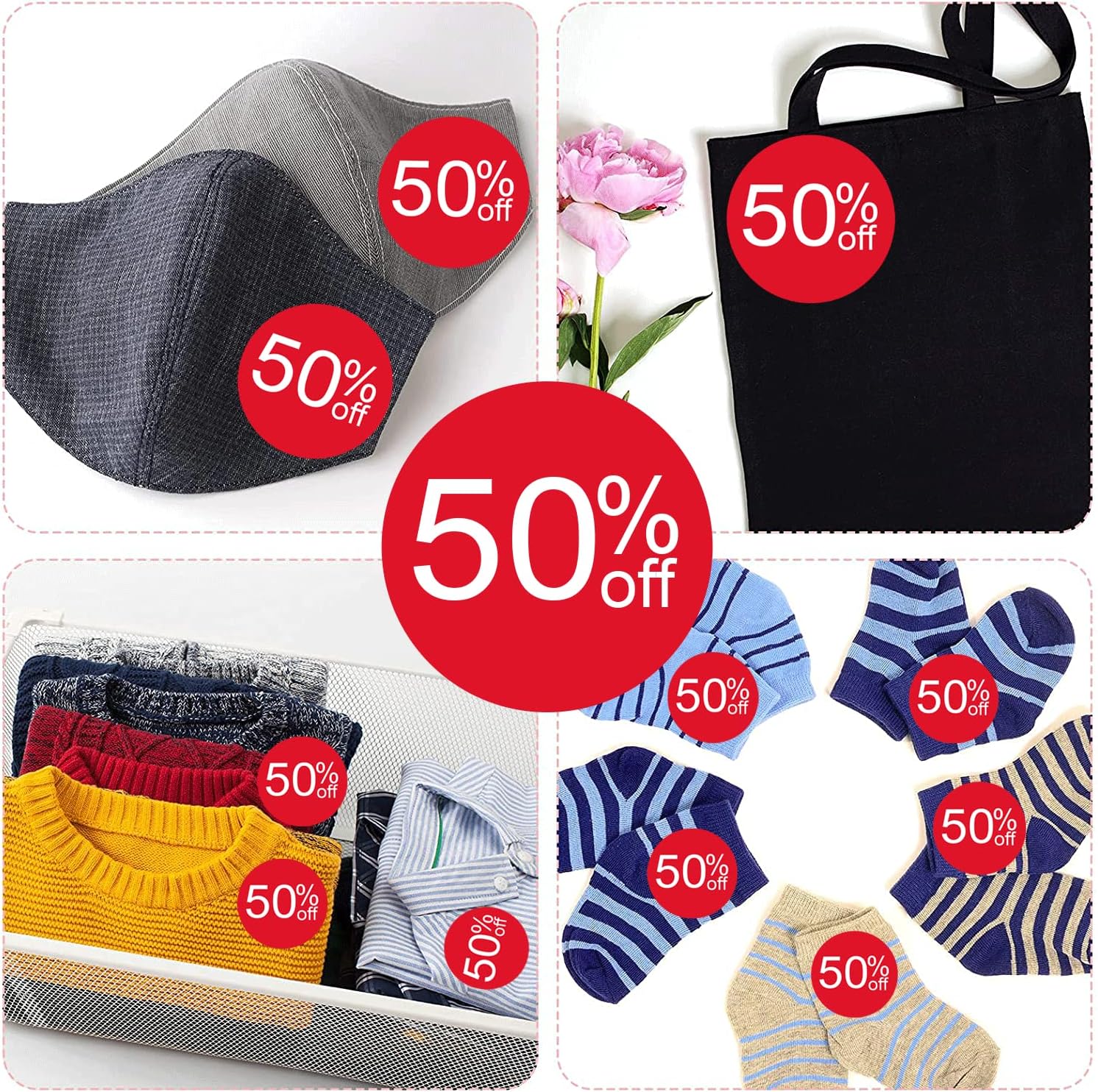 Price Stickers 50% Off Labels - 1.5 Inch Circle Stickers (1000 Pcs)