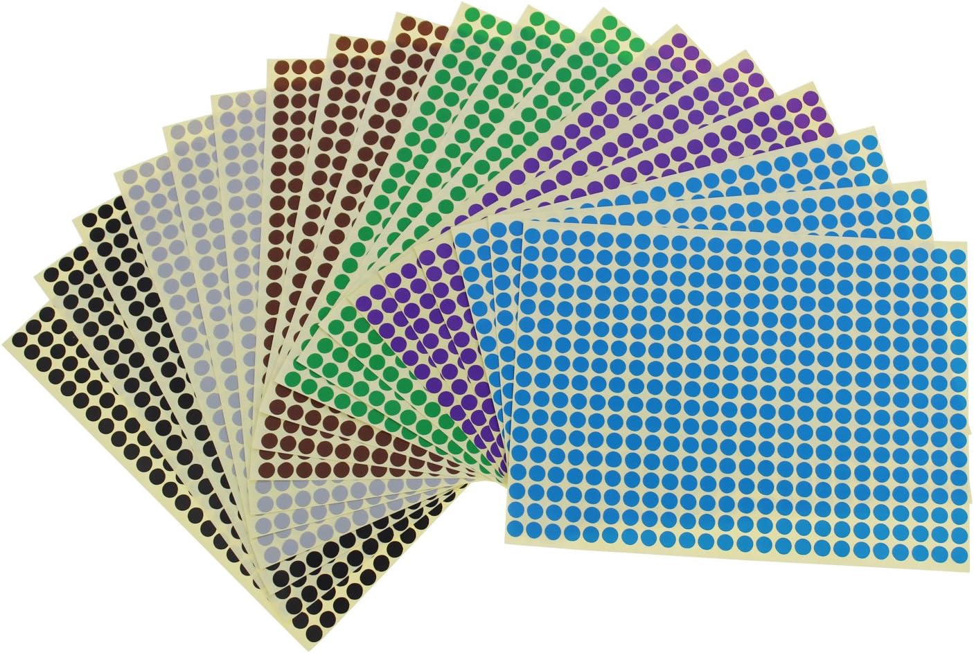Removable Sticky Color Coding Labels, 6mm, 12 Colors, 14688 Dots