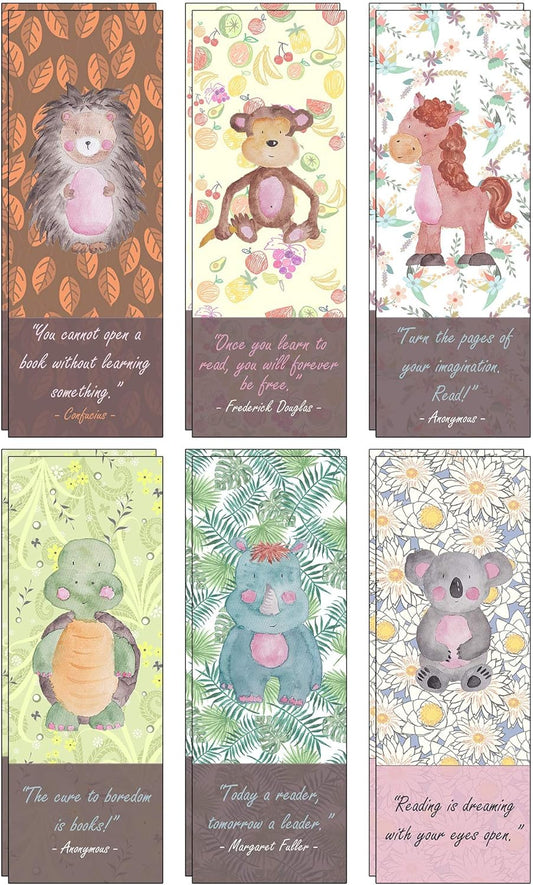 Set of 48 Recycled Animal Bookmarks - Eco-Friendly School Rewards