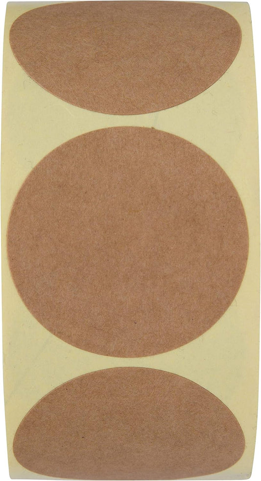 1.5 Inch Natural Brown Kraft Round Stickers - 500 Per Roll