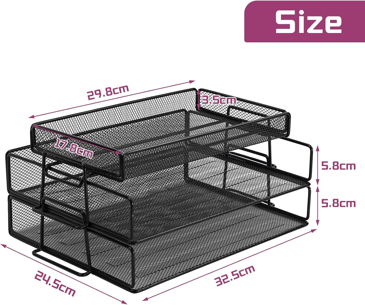 Stackable 2-Tier Metal Desk Organizer Tray with Top Holder-CentralDepot247
