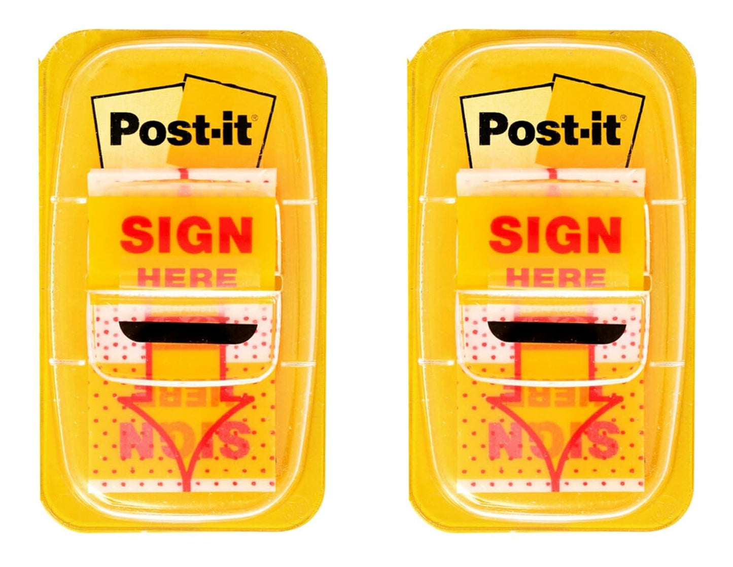 Post-it Message Flags, Sign Here, Yellow, 1 in. Wide, 2 Dispensers