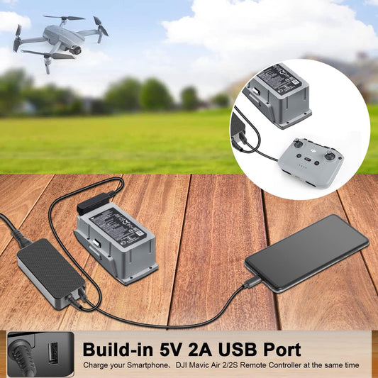 HKY 13.2V 2.82A Replacement Power Adapter for DJI Mavic Air 2 / DJI Air 2S Intelligent Flight Battery Charger Remote Controller Dji Drone Power Supply Cord Cable AC DC Adapter