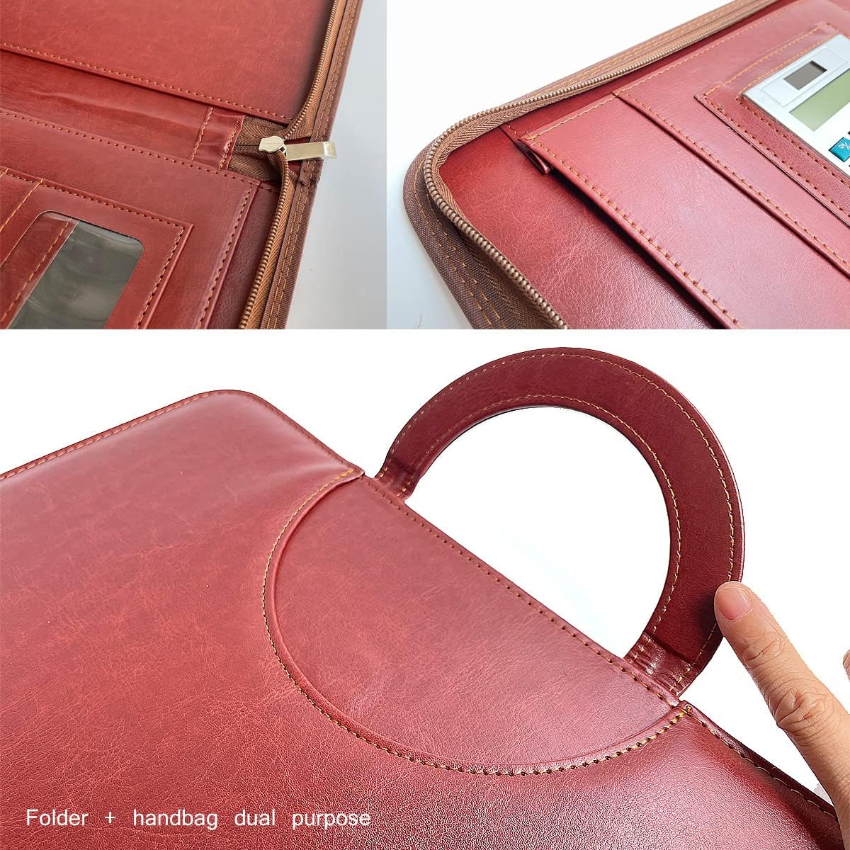 Portable A4 Leather Portfolio with Calculator & Document Organizer-CentralDepot247