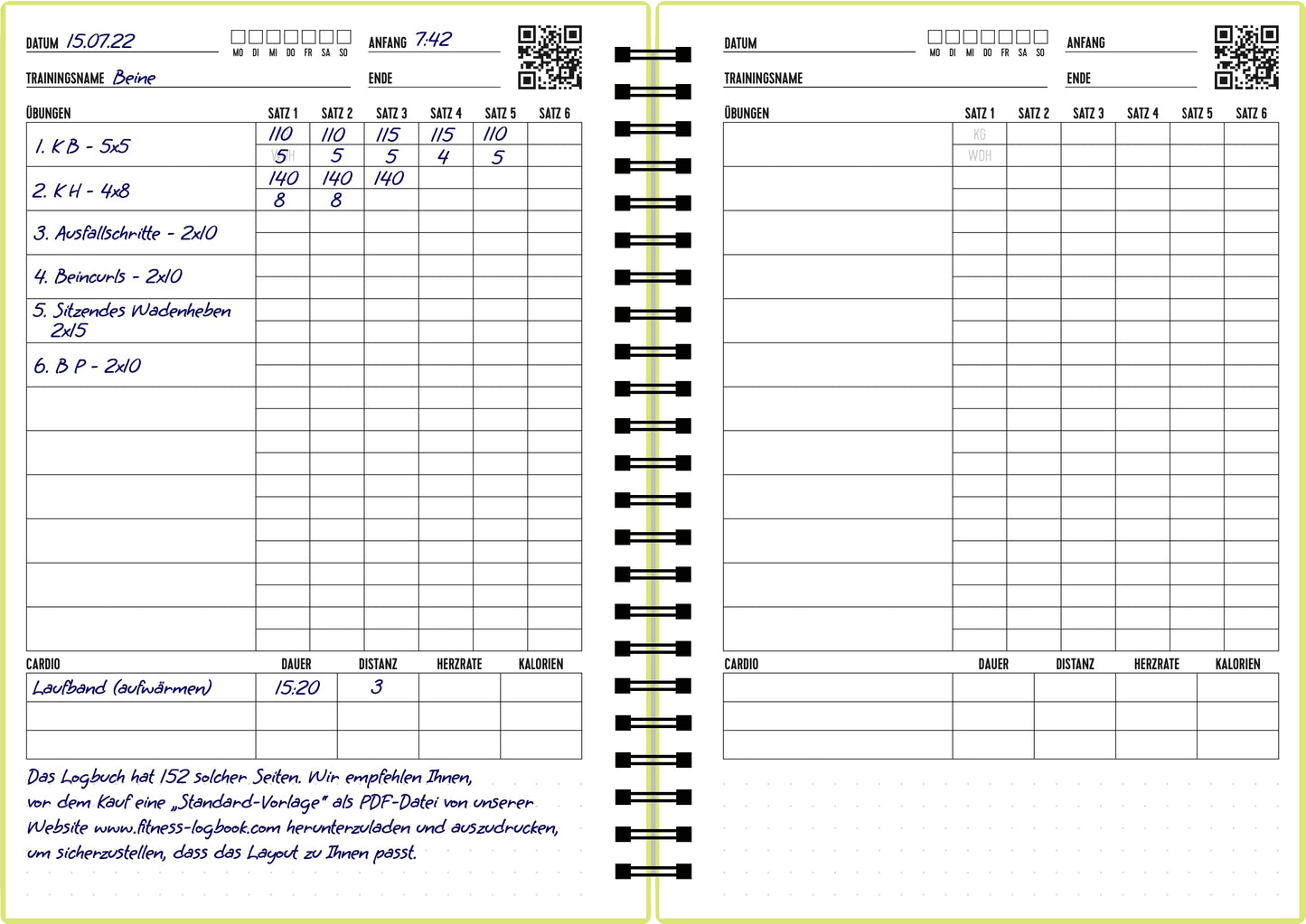 Undated A5 Fitness Log Book with Plastic Cover – Lime Green-CentralDepot247