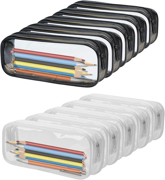 10 Pack Clear Zipper Pencil Case - Big Capacity Makeup Pouch-CentralDepot247