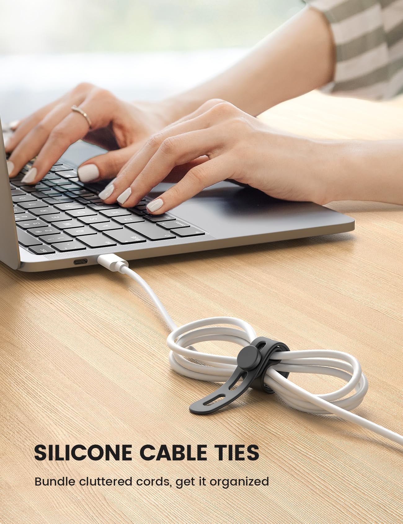 10 Pack Silicone Cable Ties - Reusable Cord Organizer Wraps-CentralDepot247