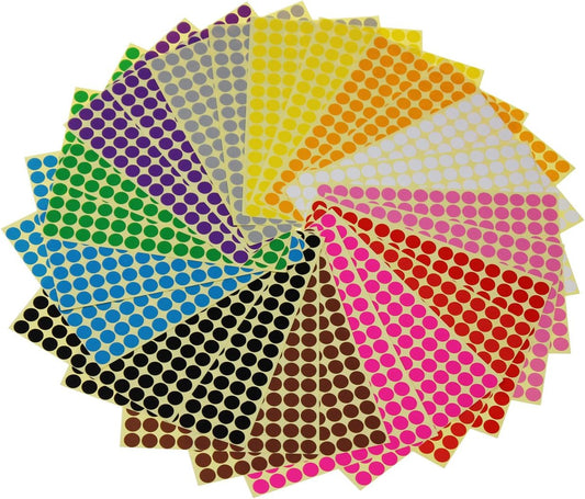 Removable Sticky Color Coding Labels - 10mm Dot Stickers (3960 Total)