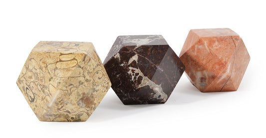 Set of 3 Diamond Cut Marble Paperweights - Unique Home Decor-CentralDepot247