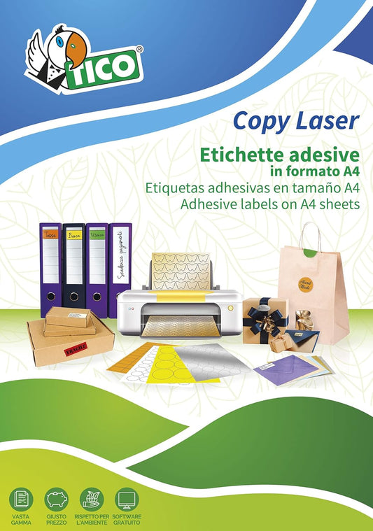TICO 947869 Box of 100 White Labels, 99.1 x 67.7 mm
