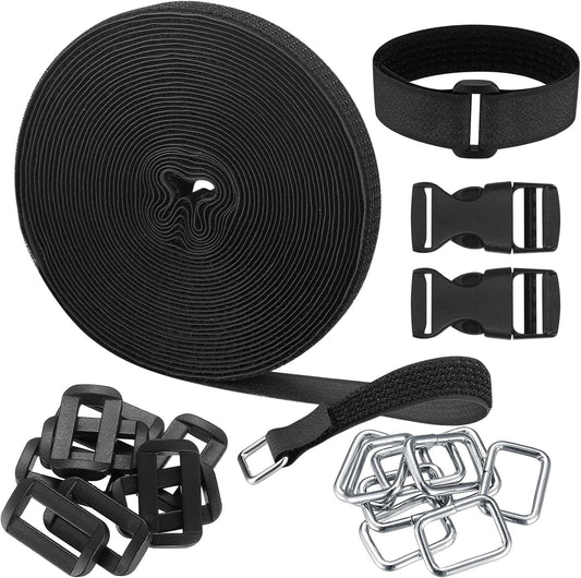 10m Adjustable Heavy Duty Cable Straps - Black Hook and Loop Ties-CentralDepot247