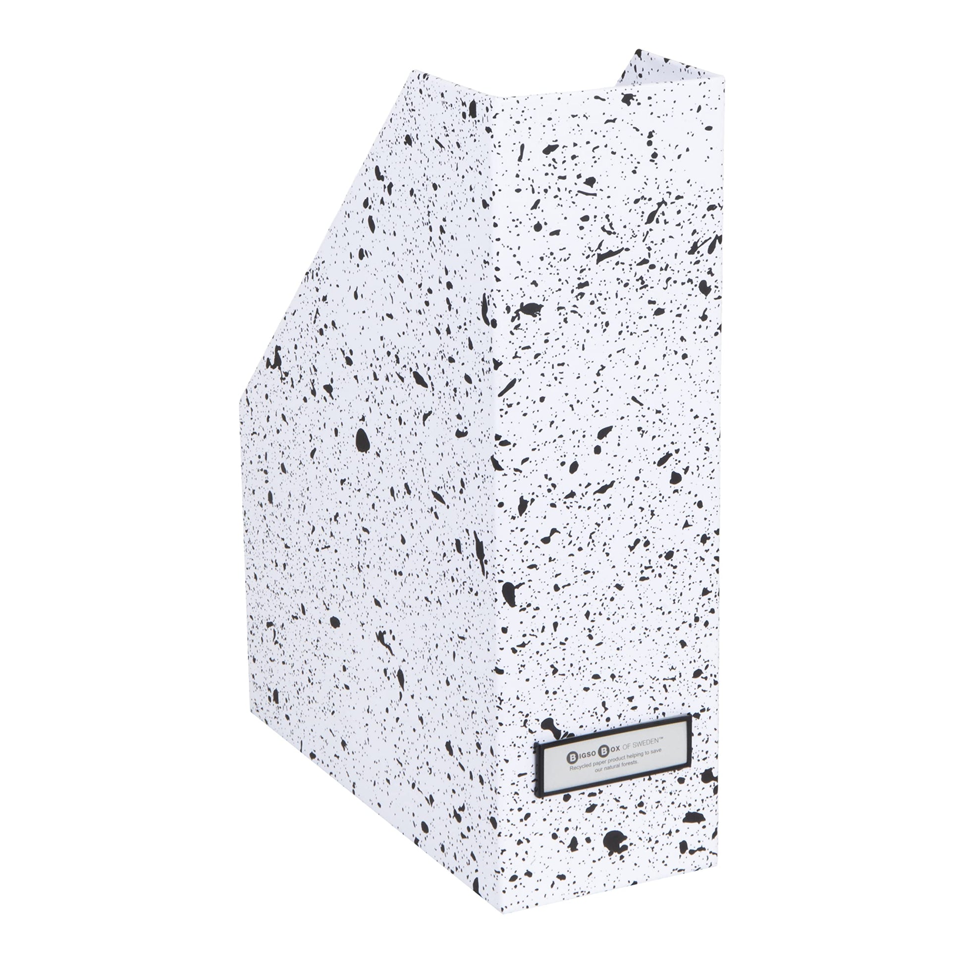 Standing Magazine Storage Box with Label - Document Holder - Black Speckled