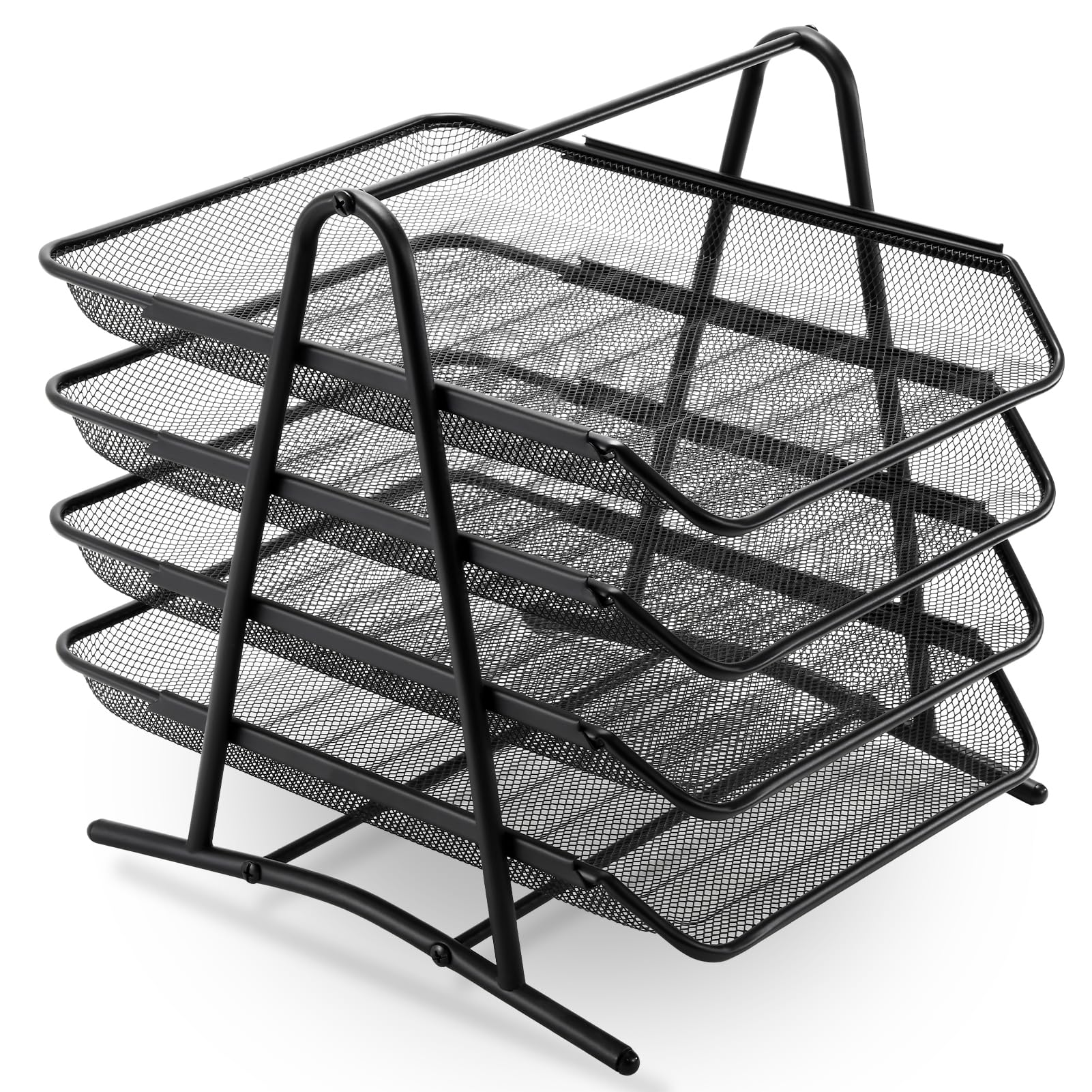 Stackable Desk Organizer and Letter Tray Organizer - 4-Tier Black-CentralDepot247