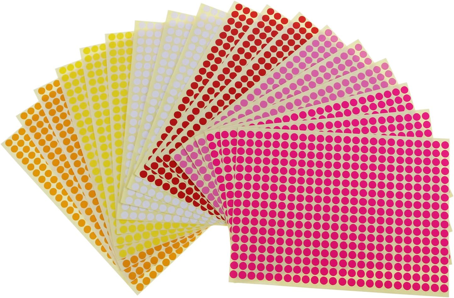 Removable Sticky Color Coding Labels, 6mm, 12 Colors, 14688 Dots