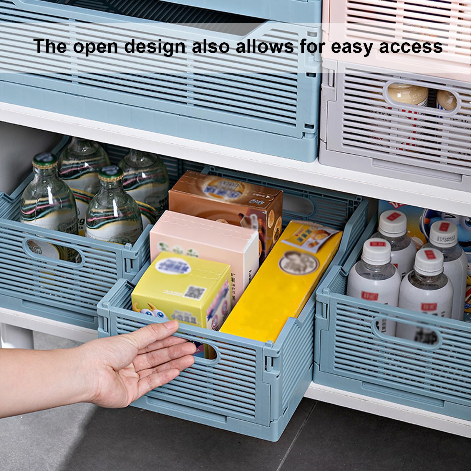 Stackable Storage Baskets - Pack of 6 Pastel Folding Crates-CentralDepot247