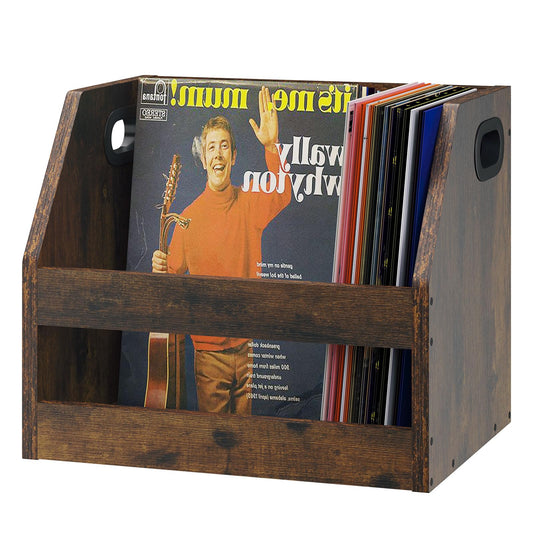 Vinyl Album Storage Box - Rustic Brown LP Record Holder-CentralDepot247