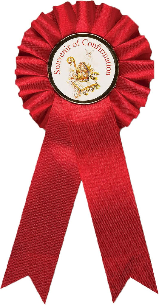 Red Rosette Badge Souvenir of Confirmation - F1903 0324