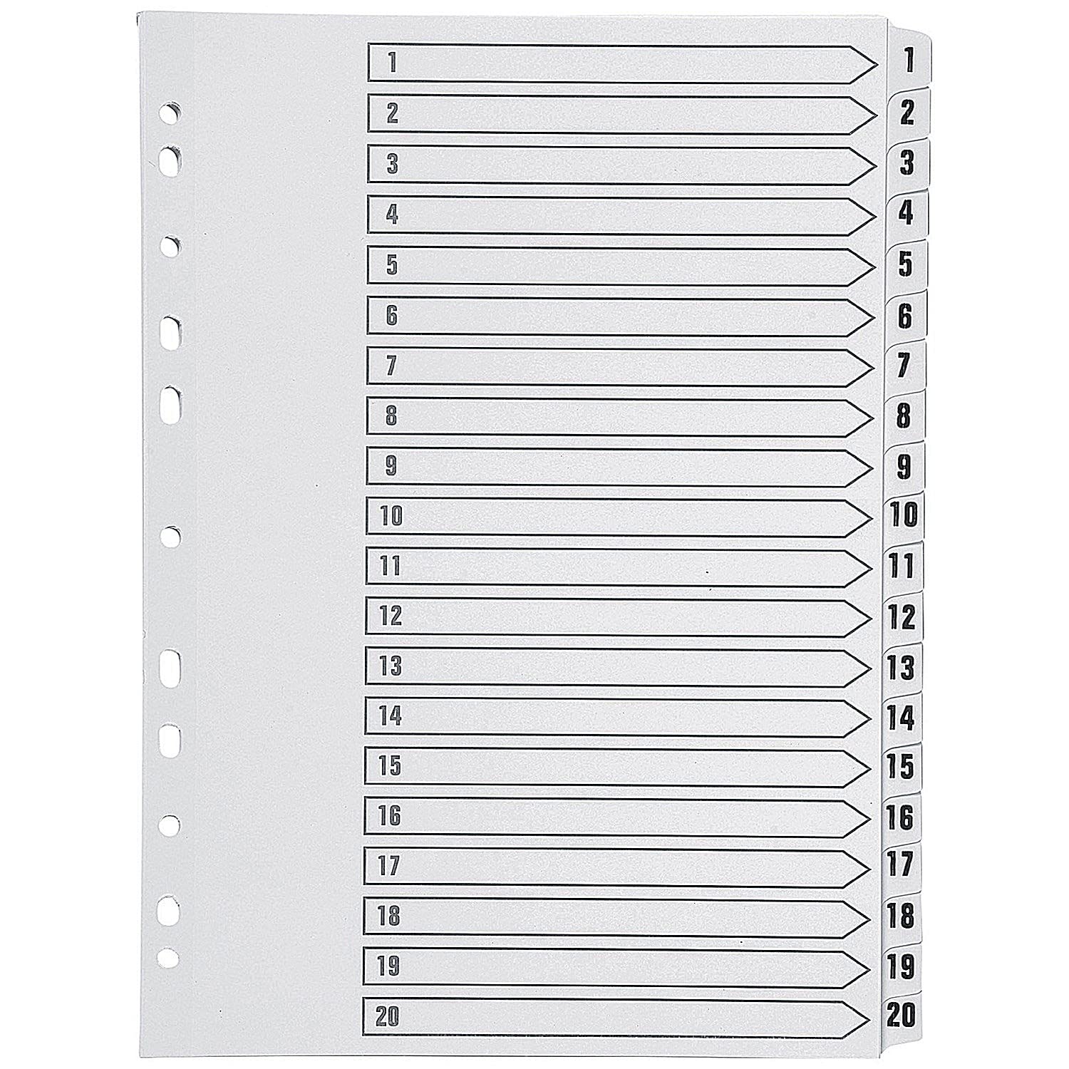 Q-Connect A4 1-20 Index Multi-Punched Reinforced Clear Tabs-CentralDepot247