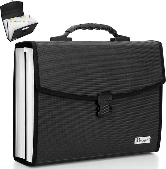 Uquelic Expanding File Folder 26 Pockets - Durable with Ergonomic Handle