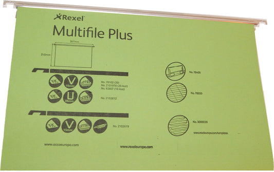 Rexel Foolscap Suspension Files, 15 mm V-base, Pack of 10, 92807